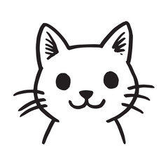 Cat Doodle Black and White Illustration Vector Image Cute Kitten Sketch Line Art Drawing Silhouette