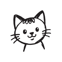 Cat Doodle Black and White Illustration Vector Image Cute Kitten Sketch Line Art Drawing Silhouette
