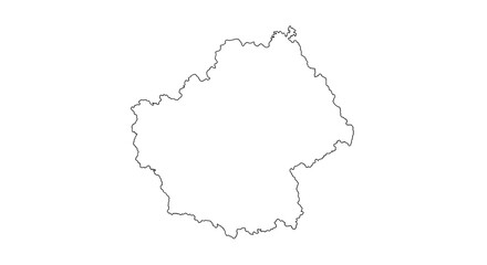 Outline map of the administrative region of Nouvelle-Aquitaine in France.