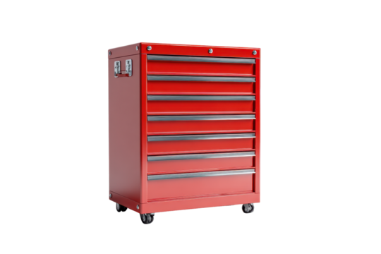 Red Rolling Tool Cabinet with Multiple Drawers