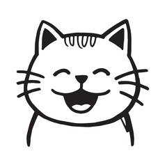 Cat Doodle Black and White Illustration Vector Image Cute Kitten Sketch Line Art Drawing Silhouette