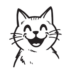 Cat Doodle Black and White Illustration Vector Image Cute Kitten Sketch Line Art Drawing Silhouette
