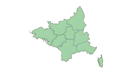 Obraz premium Map of the French region of Occitanie, showing its administrative divisions and geographical boundaries.