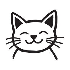 Cat Doodle Black and White Illustration Vector Image Cute Kitten Sketch Line Art Drawing Silhouette