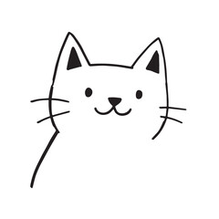 Cat Doodle Black and White Illustration Vector Image Cute Kitten Sketch Line Art Drawing Silhouette