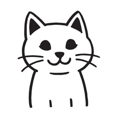 Cat Doodle Black and White Illustration Vector Image Cute Kitten Sketch Line Art Drawing Silhouette