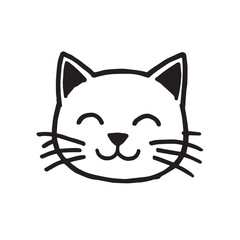 Cat Doodle Black and White Illustration Vector Image Cute Kitten Sketch Line Art Drawing Silhouette
