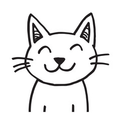 Cat Doodle Black and White Illustration Vector Image Cute Kitten Sketch Line Art Drawing Silhouette