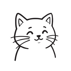 Cat Doodle Black and White Illustration Vector Image Cute Kitten Sketch Line Art Drawing Silhouette