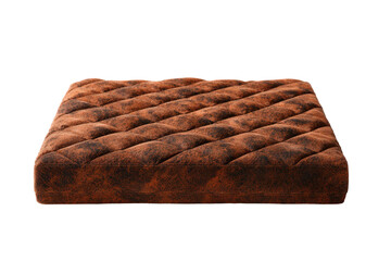 Fototapeta premium Quilted Brown Leather-Look Cushion Topper on Transparent Background