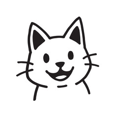 Cat Doodle Black and White Illustration Vector Image Cute Kitten Sketch Line Art Drawing Silhouette