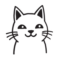 Cat Doodle Black and White Illustration Vector Image Cute Kitten Sketch Line Art Drawing Silhouette