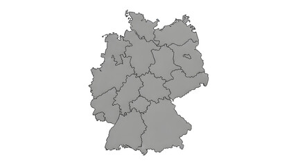 A gray outline map of Germany showing its federal states with clear borders against a white background.
