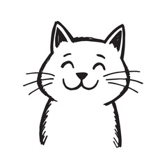 Cat Doodle Black and White Illustration Vector Image Cute Kitten Sketch Line Art Drawing Silhouette