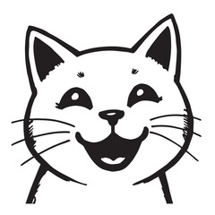 Cat Doodle Black and White Illustration Vector Image Cute Kitten Sketch Line Art Drawing Silhouette
