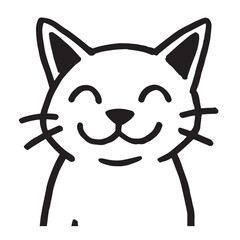 Cat Doodle Black and White Illustration Vector Image Cute Kitten Sketch Line Art Drawing Silhouette