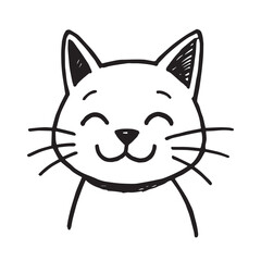 Cat Doodle Black and White Illustration Vector Image Cute Kitten Sketch Line Art Drawing Silhouette