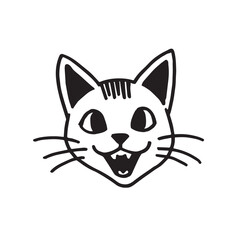 Cat Doodle Black and White Illustration Vector Image Cute Kitten Sketch Line Art Drawing Silhouette