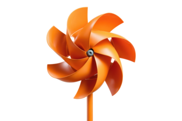 Orange Pinwheel Whirligig on Transparent Background