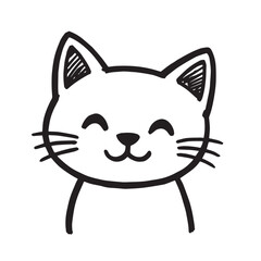 Cat Doodle Black and White Illustration Vector Image Cute Kitten Sketch Line Art Drawing Silhouette