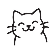 Cat Doodle Black and White Illustration Vector Image Cute Kitten Sketch Line Art Drawing Silhouette