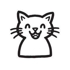 Cat Doodle Black and White Illustration Vector Image Cute Kitten Sketch Line Art Drawing Silhouette