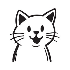 Cat Doodle Black and White Illustration Vector Image Cute Kitten Sketch Line Art Drawing Silhouette