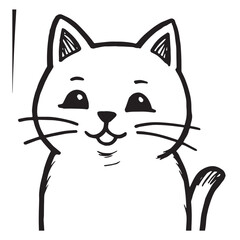 Cat Doodle Black and White Illustration Vector Image Cute Kitten Sketch Line Art Drawing Silhouette