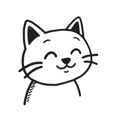 Cat Doodle Black and White Illustration Vector Image Cute Kitten Sketch Line Art Drawing Silhouette
