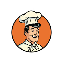 Smiling cartoon chef ready to cook up something delicious in your next food project. Vector