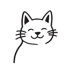 Cat Doodle Black and White Illustration Vector Image Cute Kitten Sketch Line Art Drawing Silhouette