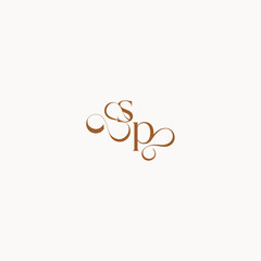 caligraphic style monogram luxury minimalist logo design PS wedding initial concept letter