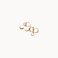caligraphic style monogram luxury minimalist logo design QC wedding initial concept letter