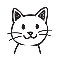 Cat Doodle Black and White Illustration Vector Image Cute Kitten Sketch Line Art Drawing Silhouette