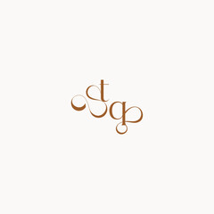 caligraphic style monogram luxury minimalist logo design QT wedding initial concept letter