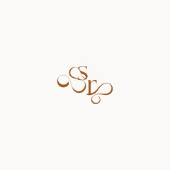 caligraphic style monogram luxury minimalist logo design RS wedding initial concept letter