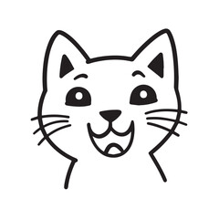 Cat Doodle Black and White Illustration Vector Image Cute Kitten Sketch Line Art Drawing Silhouette