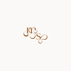 caligraphic style monogram luxury minimalist logo design SM wedding initial concept letter