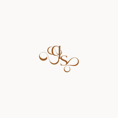 caligraphic style monogram luxury minimalist logo design SQ wedding initial concept letter