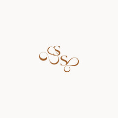caligraphic style monogram luxury minimalist logo design SS wedding initial concept letter