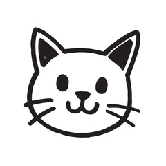 Cat Doodle Black and White Illustration Vector Image Cute Kitten Sketch Line Art Drawing Silhouette