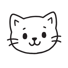Cat Doodle Black and White Illustration Vector Image Cute Kitten Sketch Line Art Drawing Silhouette