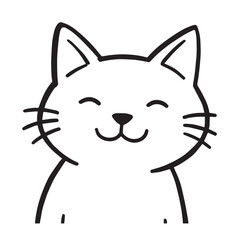 Cat Doodle Black and White Illustration Vector Image Cute Kitten Sketch Line Art Drawing Silhouette