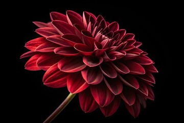 red dahlia flower on black background 