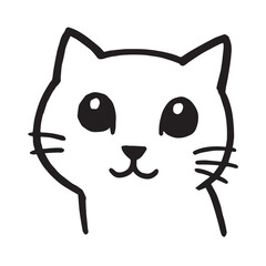 Cat Doodle Black and White Illustration Vector Image Cute Kitten Sketch Line Art Drawing Silhouette