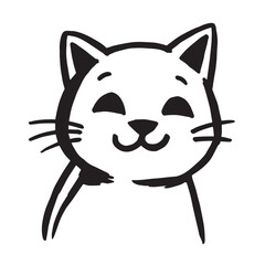 Cat Doodle Black and White Illustration Vector Image Cute Kitten Sketch Line Art Drawing Silhouette