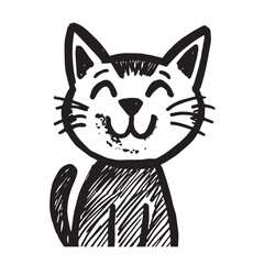 Cat Doodle Black and White Illustration Vector Image Cute Kitten Sketch Line Art Drawing Silhouette