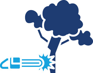 Cutting down trees mixed color icon