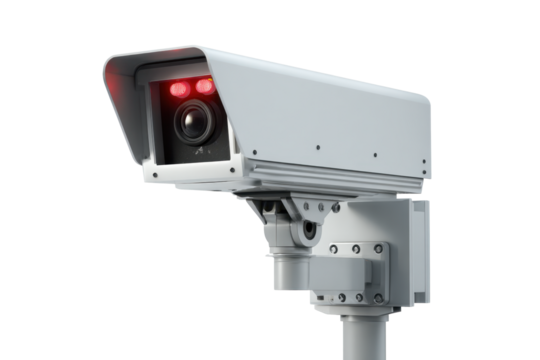 White Traffic Enforcement Camera on Transparent Background