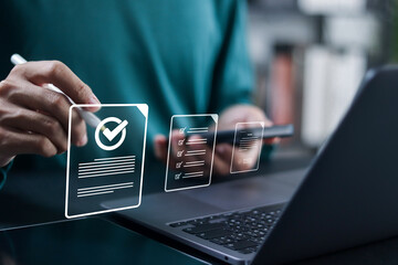 Approve document for business process workflow illustrating management approval and and project...